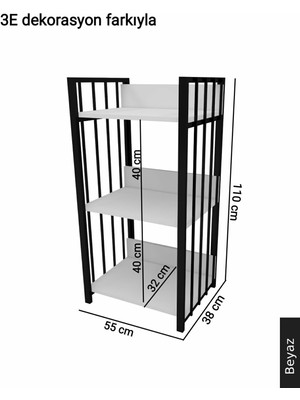 3E Dekorasyon Yapı Mutfak Dolabı Raflı Mikrodalga Mutfak Çok Amaçlı Düzenleyici Banyo Dolabı Kahve Köşesi Mdf 110CM