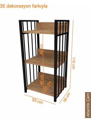 3E Dekorasyon Yapı Mutfak Dolabı Raflı Mikrodalga Mutfak Çok Amaçlı Düzenleyici Banyo Dolabı Kahve Köşesi Mdf 110CM