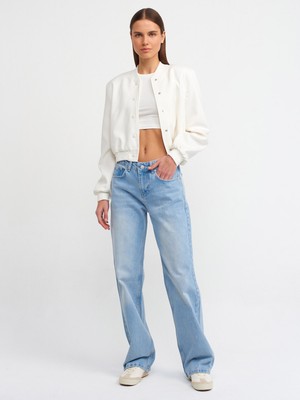 Dilvin 71441 Düşük Bel Straight Denim Pantolon-Mavi