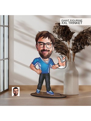 Bk Gift Kişiye Özel Antrenör Karikatürlü Büyük Boy Ahşap Biblo-1, Arkadaşa Hediye , Sevgiliye Hediye, Kişiye Özel Biblolar