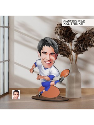 Bk Gift Kişiye Özel Amerikan Futbolu Karikatürlü Büyük Boy Ahşap Biblo-4, Arkadaşa Hediye , Sevgiliye Hediye, Kişiye Özel Biblolar