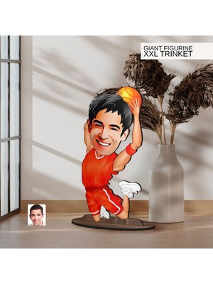 Bk Gift Kişiye Özel Basketbol Karikatürlü Büyük Boy Ahşap Biblo-2, Arkadaşa Hediye , Sevgiliye Hediye, Kişiye Özel Biblolar
