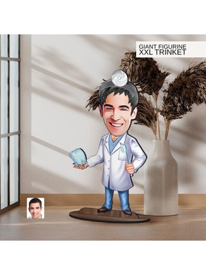 Bk Gift Kişiye Özel Diyetisyen Karikatürlü Büyük Boy Ahşap Biblo-1 Arkadaşa Hediye , Sevgiliye Hediye, Kişiye Özel Biblolar