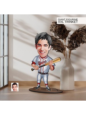 Bk Gift Kişiye Özel Beyzbol Karikatürlü Büyük Boy Ahşap Biblo-1, Arkadaşa Hediye , Sevgiliye Hediye, Kişiye Özel Biblolar