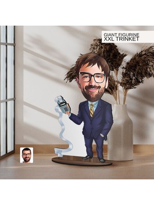 Bk Gift Kişiye Özel Boss Baba Karikatürlü Büyük Boy Ahşap Biblo-11 Arkadaşa Hediye , Sevgiliye Hediye, Kişiye Özel Biblolar