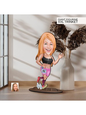 Bk Gift Kişiye Özel Koşucu Karikatürlü Büyük Boy Ahşap Biblo-2, Arkadaşa Hediye , Sevgiliye Hediye, Kişiye Özel Biblolar