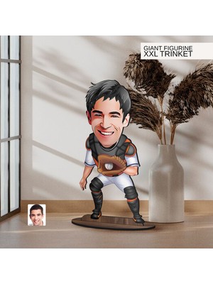 Bk Gift Kişiye Özel Beyzbol Karikatürlü Büyük Boy Ahşap Biblo-2, Arkadaşa Hediye , Sevgiliye Hediye, Kişiye Özel Biblolar