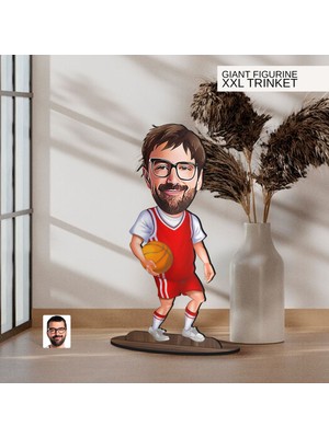 Bk Gift Kişiye Özel Basketbol Karikatürlü Büyük Boy Ahşap Biblo-3, Arkadaşa Hediye , Sevgiliye Hediye, Kişiye Özel Biblolar