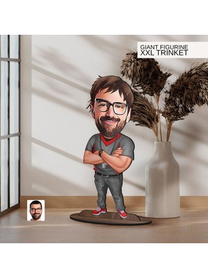 Bk Gift Kişiye Özel Antrenör Karikatürlü Büyük Boy Ahşap Biblo-2, Arkadaşa Hediye , Sevgiliye Hediye, Kişiye Özel Biblolar