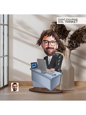 Bk Gift Kişiye Özel Boss Baba Karikatürlü Büyük Boy Ahşap Biblo-12 Arkadaşa Hediye , Sevgiliye Hediye, Kişiye Özel Biblolar