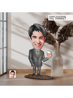 Bk Gift Kişiye Özel Boss Baba Karikatürlü Büyük Boy Ahşap Biblo-8 Arkadaşa Hediye , Sevgiliye Hediye, Kişiye Özel Biblolar