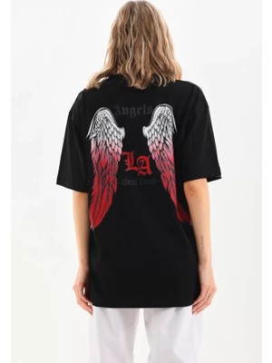 By Mino Unisex Baskılı Oversize T-Shirt - Siyah