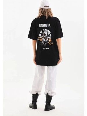 By Mino Unisex Baskılı Oversize T-Shirt - Siyah