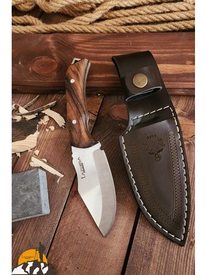 Lazbisa Outdoor Ceviz Sap Bıçak Çakı Kamp Bıçağı Mutfak Bıçak Kılıf Hediyeli El Yapımı