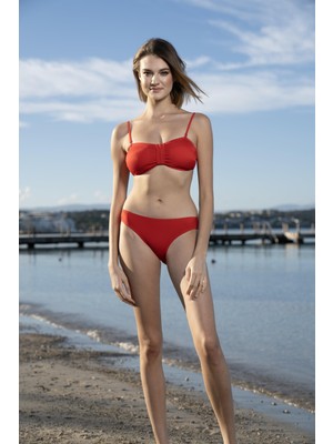 Estiva Luplu Straplez Bikini Takımı - Bordo