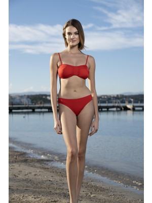 Estiva Luplu Straplez Bikini Takımı - Bordo