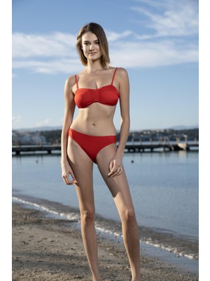 Estiva Luplu Straplez Bikini Takımı - Bordo