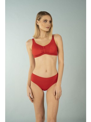 Estiva Luplu Toparlayıcı Yüksek Bel Bikini Takımı - Kırmızı