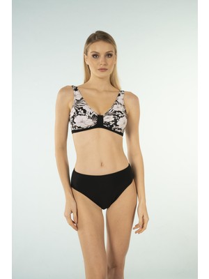 Estiva Desenli Toparlayıcı Luplu Bikini Takımı - Beyaz Çiçek