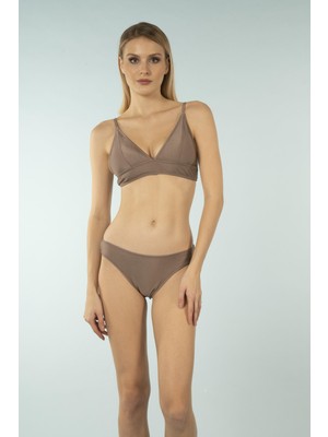 Estiva Geniş Bantlı Toparlayıcı Üçgen Bikini Takımı - Kahverengi