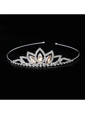 Qiuhong Shop Beyaz Aınameısı Kristal Cam Taç Kafa Çocuk Kız Prenses Taç Headdress Düğün Saç Aksesuarları Parti Hediyeleri (Yurt Dışından)