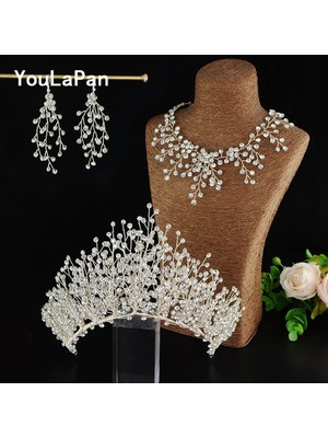 Qiuhong Shop Beyaz Bir Set Youlapan HP193 Gelin Taç Gelin Tacı Düğün Saç Taç Gelin Taç Gelin Düğün Saç Takı Prenses Diadem Aksesuarları (Yurt Dışından)