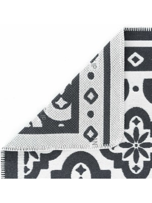 Cool Halı Perla Neo Prn 08 Antrasit White Pamuklu Banyo Balkon Kilim Makine Yıkanabilir Mutfak Kilim