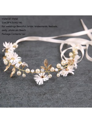 Qiuhong Shop Gül Altın Rengi Beyaz Inci Çiçek Saç Tarakları Mücevherat Tiaras Kadın Kafa Bandı Tarak ile Gelin Saç Takı Düğün Saç Aksesuarları Gelin Için (Yurt Dışından)