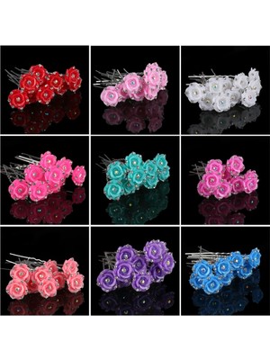 Qiuhong Shop Yeşil Kristal Rhinestone Gül Çiçek Saç Dudaklar Kadın Düğün Gelin Saç Takı Kız Saç Klipleri (Yurt Dışından)