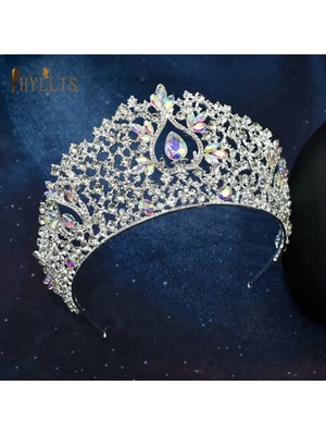 Qiuhong Shop A268-S A268 Prenses Taç Yarışması Diadem Gelin Saç Takı Zirkon Düğün Başlığı Kraliçe Headdress Altın Kadın Tiara Kafa Bandı (Yurt Dışından)