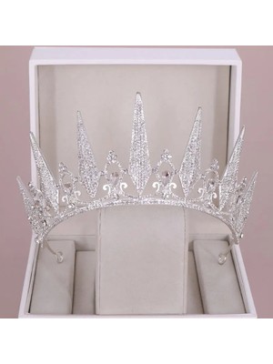 Qiuhong Shop Gümüş Rengi 2021 Yeni Taç Düğün Saç Aksesuarları Kristal Kraliçe Taç Gelin Tiara ve Taçlar Için Başlığı Saç Takı Siyah Rhinestone (Yurt Dışından)