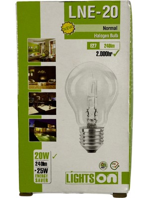 Lightson 20W (25W) Sarı Işık E27 Duylu Eski Tip Halojen Ampul