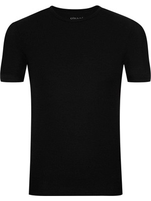 Süvari TS1014000221 O Yaka Slim Fit Petek Desenli Siyah Erkek T-Shirt
