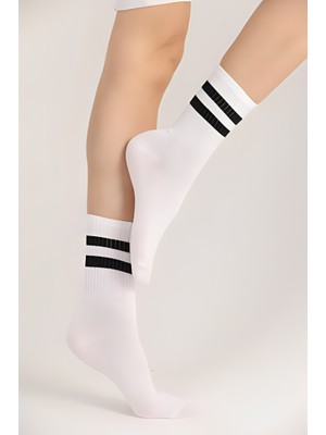 Socks And More Çizgili Soket Kolej Çorabı 7'li Çorap Kutusu Unisex Renkli Çizgili