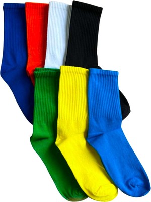 Socks And More Renkli Kolej 7'li Çorap Kutusu Unisex Soket Rengarenk