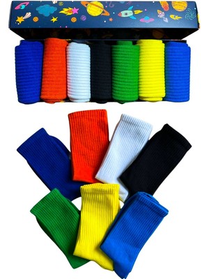 Socks And More Renkli Kolej 7'li Çorap Kutusu Unisex Soket Rengarenk