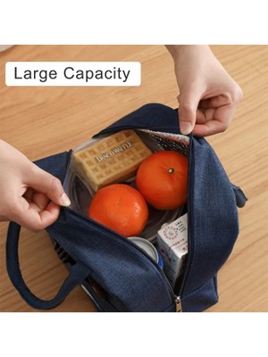 ZhuningShop3 Gri Stil Taşınabilir Öğle Yemeği Çantası Soğutucu Tote Hangbag Yalıtımlı Kutu Erkekler Kadınlar Çocuklar Için Tuval Termal Gıda Konteyner Seyahat Lunchbox (Yurt Dışından)