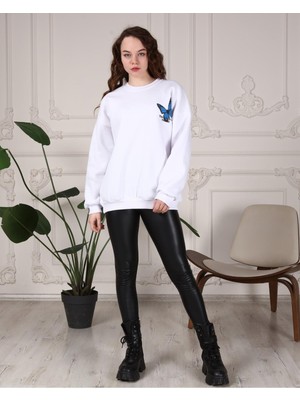 Mad&Calf Kadın Butterfly Baskılı Sweatshirt