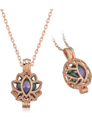 Serra Jewels Gümüş Rose Kafesli Lotus Bayan Kolye