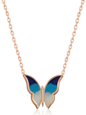 Serra Jewels Gümüş Rose Minimal Kelebek Bayan Kolye
