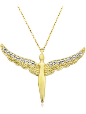 Serra Jewels ​Gümüş Gold Kanatlı Melek Bayan Kolye