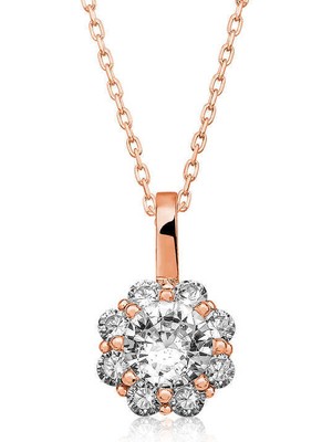 Serra Jewels Gümüş Rose Çiçek Kolye