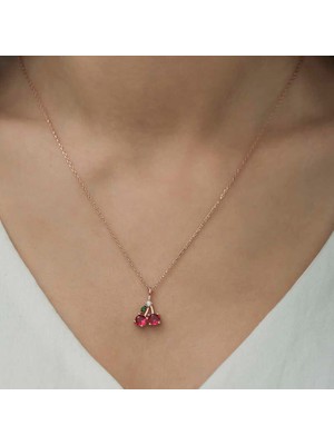 Serra Jewels Gümüş Rose Kiraz Figürlü Meyve Kolye