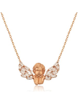 Serra Jewels Gümüş Rose Kanatlı Melek Kolye