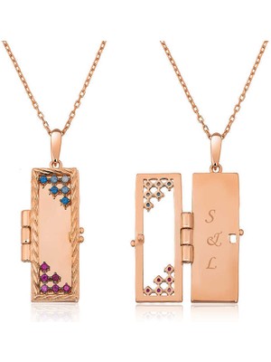 Serra Jewels ​Gümüş Rose Kapaklı Kişiye Özel Kolye