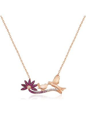 Serra Jewels ​Gümüş Rose Anne Ve Yavru Kuş Bayan Kolye