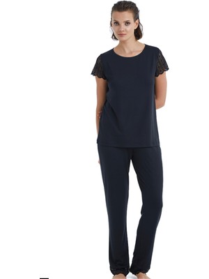 Blackspade BLACKSPADE-51302-KADIN Dantel Kısa Kollu Pijama Takımı-Siyah