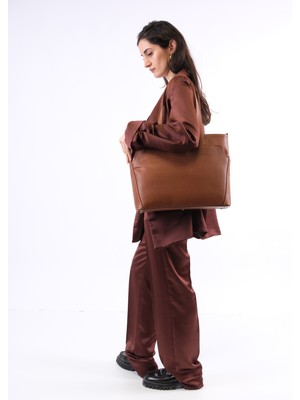 Saraci Leather Craft Büyük Boy Kadın Omuz Çantası, Iş Okul ve Günlük Kullanım Için Vegan Deri Çanta
