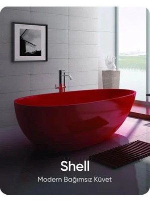 Bathson Shell Kırmızı Bağımsız Küvet 168X86X57 cm