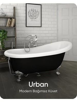 Bathson Urban Mat Siyah-Beyaz Bağımsız Küvet 172X80X81 cm